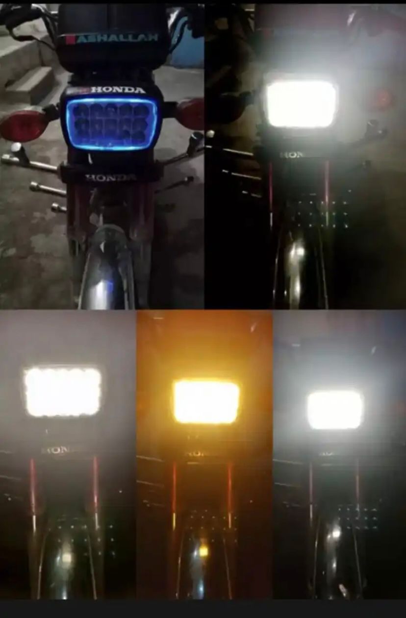 5 function led headlight 15 led white and Fog light  high beam 15 led fog bike headlight for 70 &amp; 125/All functions led light