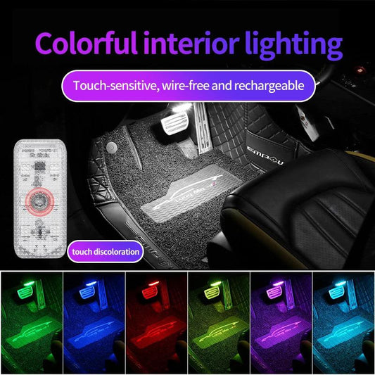 ✨ Car Interior Ambient Footwell LED Lights – 7 Colors | USB Rechargeable | Magnetic Mount
